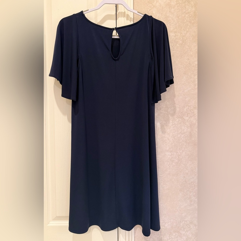 ❤️ CALVIN KLEIN Womens Swing Flowy Navy Blue Short sleeved Dress Size 8